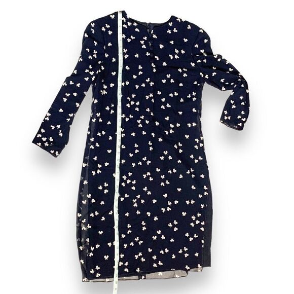 Akris Navy White Butterfly Sheer Overlay Silk Shift Button Dress Women’s Size 8 - Picture 13 of 13